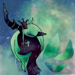 Size: 640x640 | Tagged: safe, artist:monyamonya, queen chrysalis, changeling, changeling queen, female, horn, solo