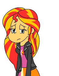 Size: 554x713 | Tagged: safe, artist:yagoshi, sunset shimmer, equestria girls, sad, solo