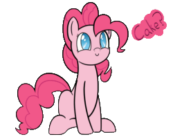 Size: 5041x4000 | Tagged: safe, artist:czu, pinkie pie, earth pony, pony, animated, bronybait, c:, cute, daaaaaaaaaaaw, dawwww, diapinkes, female, happy, heart, hnnng, hug request, looking at you, looking up, mare, no pupils, ponk, simple background, sitting, smiling, solo, text, thought bubble, transparent background