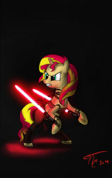 Size: 690x1089 | Tagged: safe, artist:althyra-nex, sunset shimmer, pony, unicorn, crossover, lightsaber, maris brood, sith, solo, star wars, the force unleashed