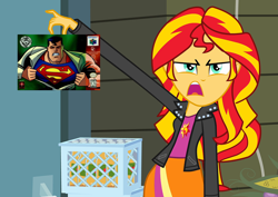 Size: 1016x720 | Tagged: safe, sunset shimmer, equestria girls, exploitable meme, meme, sunset is disgusted, superman 64, video game