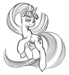 Size: 1092x1200 | Tagged: dead source, safe, artist:reiduran, starlight glimmer, pony, unicorn, grayscale, monochrome, solo