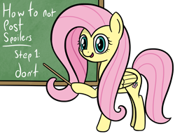 Size: 3643x2820 | Tagged: safe, artist:czu, fluttershy, pegasus, pony, chalkboard, female, hoof hold, mare, no spoilers, reaction image, simple background, solo, white background