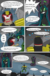 Size: 2048x3072 | Tagged: safe, artist:briarspark, queen chrysalis, changeling, changeling queen, comic, crossover, judge dredd