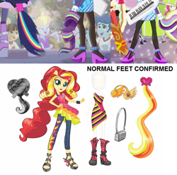 Size: 806x796 | Tagged: safe, sunset shimmer, equestria girls, rainbow rocks, clothes, feet, female, solo, two toned hair