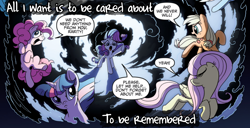 Size: 1444x740 | Tagged: safe, artist:redrovershideaway, derpibooru import, edit, idw, applejack, fluttershy, pinkie pie, rainbow dash, rarity, twilight sparkle, earth pony, pegasus, pony, unicorn, spoiler:comic, friendship is still magic, heartwarming, mane six, text