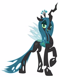 Size: 2451x3198 | Tagged: safe, artist:gabriev666, edit, queen chrysalis, changeling, changeling queen, looking at you, simple background, smiling, solo, vector, vector edit, white background