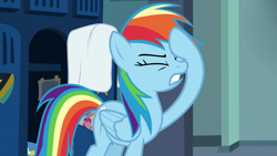 Size: 1280x720 | Tagged: safe, derpibooru import, screencap, rainbow dash, pegasus, pony, parental glideance, angry, facehoof, female, mare, reaction image, solo