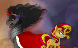 Size: 1280x789 | Tagged: safe, artist:mn27, king sombra, sunset shimmer, pony, unicorn, antagonist