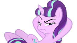 Size: 2120x1192 | Tagged: safe, edit, starlight glimmer, pony, unicorn, contempt, inverted mouth, reaction image, s5 starlight, simple background, smug, smuglight glimmer, solo, transparent background, welcome home twilight