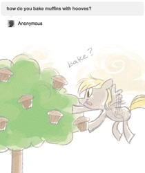 Size: 500x594 | Tagged: safe, derpy hooves, pegasus, pony, ask, ask derpy, female, mare, muffin, tree