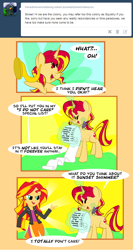 Size: 700x1320 | Tagged: safe, artist:miroslav46, sunset shimmer, pony, unicorn, equestria girls, ask, human ponidox, list, magic, self ponidox, sunset shimmer hates you, tumblr