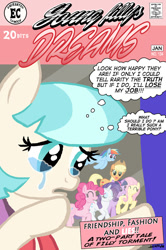 Size: 399x600 | Tagged: safe, artist:henbe, derpibooru import, applejack, coco pommel, fluttershy, pinkie pie, rainbow dash, rarity, twilight sparkle, earth pony, pegasus, pony, unicorn, rarity takes manehattan, comic cover, crying, mane six