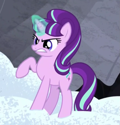 Size: 741x769 | Tagged: safe, screencap, starlight glimmer, pony, unicorn, the cutie map, angry, cute, female, glimmerbetes, glowing horn, magic, mare, raised hoof, s5 starlight, snow