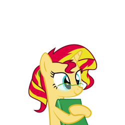Size: 8000x8000 | Tagged: safe, artist:elsia-pony, sunset shimmer, pony, unicorn, .svg available, absurd resolution, alternate hairstyle, book, cute, female, glasses, mare, nerd pony, ponytail, shimmerbetes, simple background, smiling, solo, svg, transparent background, vector