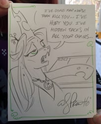 Size: 837x1024 | Tagged: safe, artist:andypriceart, queen chrysalis, changeling, changeling queen, khan noonien singh, monochrome, parody, pure unfiltered evil, reference, star trek, star trek ii: the wrath of khan, traditional art