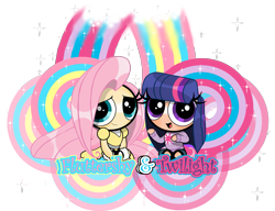 Size: 2651x2035 | Tagged: safe, artist:beijaa, derpibooru import, fluttershy, twilight sparkle, powerpuffified, the powerpuff girls