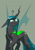 Size: 2480x3508 | Tagged: safe, artist:underpable, derpibooru import, queen chrysalis, changeling, changeling queen, confused, female, gray background, high res, question mark, simple background, solo