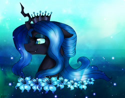 Size: 2000x1570 | Tagged: safe, artist:jess-choco88, queen chrysalis, changeling, changeling queen, female, flower, horn, solo