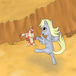 Size: 1000x1000 | Tagged: safe, artist:rodolfomushi, derpy hooves, pegasus, pony, dancing, female, mare, pokémon, spinda