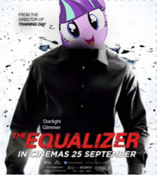 Size: 516x576 | Tagged: safe, starlight glimmer, 1000 years in photoshop, bad joke, denzel washington, hi anon, the equalizer