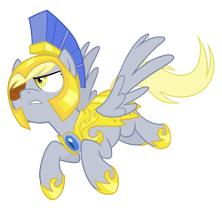 Size: 1800x1700 | Tagged: safe, artist:equestria-prevails, derpy hooves, pegasus, pony, armor, epic derpy, eyepatch, female, general derpy, guardsmare, helmet, mare, royal guard, simple background, solo, transparent background