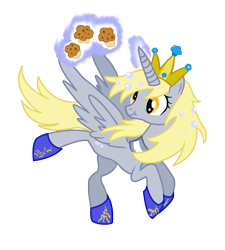 Size: 999x1112 | Tagged: safe, artist:schnuffitrunks, derpy hooves, alicorn, pony, alicornified, derpicorn, muffin queen, race swap, scrunchy face, solo