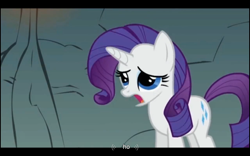 Size: 960x600 | Tagged: safe, screencap, rarity, pony, unicorn, a dog and pony show, female, horn, mare, solo, youtube caption