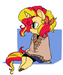 Size: 910x1072 | Tagged: safe, artist:techtechno, sunset shimmer, anthro, unguligrade anthro, clothes, solo, sweater