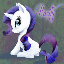 Size: 600x600 | Tagged: safe, artist:zowieblaze, rarity, pony, unicorn, female, filly, mare, purple mane, solo, white coat