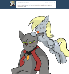 Size: 777x831 | Tagged: safe, derpy hooves, rover, pegasus, pony, ask, ask the diamond dogs, female, mare, tumblr