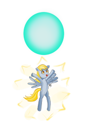 Size: 1700x2338 | Tagged: safe, artist:pklove-chan, derpy hooves, pegasus, pony, g4, crossover, dragon ball, dragon ball z, female, mare, solo, spirit bomb