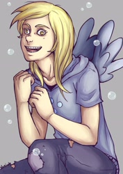 Size: 2480x3507 | Tagged: safe, artist:mifinlow, derpy hooves, blonde hair, clothes, female, high res, humanized