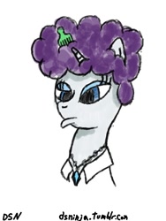 Size: 480x640 | Tagged: safe, artist:dsninja, rarity, pony, unicorn, 70s, afro, comb, disco, frority, hair pick