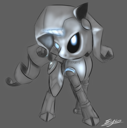 Size: 1720x1724 | Tagged: safe, artist:synad, rarity, pony, robot, unicorn, female, horn, mare, white coat