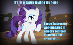 Size: 1034x633 | Tagged: safe, rarity, pony, unicorn, bend over, female, horn, mare, meme, random, solo