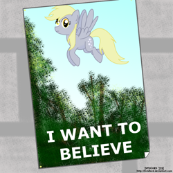 Size: 1000x1000 | Tagged: safe, artist:invidlord, derpy hooves, pegasus, pony, female, i want to believe, mare, poster, solo