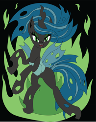 Size: 3292x4194 | Tagged: safe, artist:the-paper-pony, queen chrysalis, changeling, changeling queen, female, horn, solo