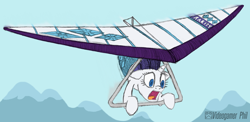 Size: 980x480 | Tagged: safe, artist:videogamer-phil, rarity, pony, unicorn, hang glider, hang gliding, solo