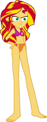 Size: 298x767 | Tagged: safe, artist:toonalexsora007, sunset shimmer, equestria girls, belly button, bikini, cankles, clothes, feet, long legs, simple background, solo, swimsuit, transparent background, unamused, wat