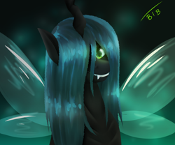 Size: 6000x5000 | Tagged: safe, artist:lrusu, queen chrysalis, changeling, changeling queen, absurd resolution, looking at you, smiling, solo