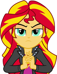 Size: 5000x6394 | Tagged: safe, artist:nano23823, sunset shimmer, equestria girls, absurd resolution, gendo pose, plotting, simple background, solo, transparent background, vector