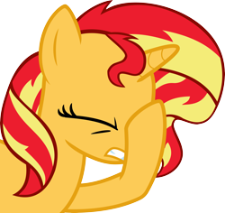 Size: 6235x5892 | Tagged: safe, artist:nano23823, sunset shimmer, pony, unicorn, absurd resolution, facehoof, simple background, solo, transparent background, vector