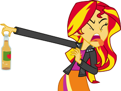 Size: 6646x5000 | Tagged: safe, artist:nano23823, sunset shimmer, equestria girls, absurd resolution, cider, disgusted, exploitable meme, meme, simple background, solo, sunset is disgusted, transparent background