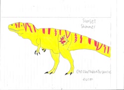 Size: 1024x744 | Tagged: safe, sunset shimmer, dinosaur, 1000 hours in ms paint, carcharodontosaurus, ms paint, species swap, wat