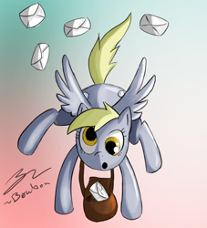 Size: 900x990 | Tagged: safe, artist:b0nbon, derpy hooves, pegasus, pony, female, mail, mare