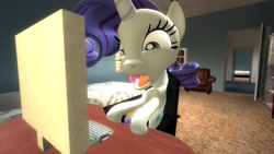 Size: 1366x768 | Tagged: safe, artist:zooweemama92, rarity, pony, unicorn, 3d, female, gmod, horn, mare, solo