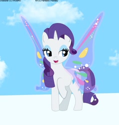 Size: 1082x1132 | Tagged: safe, artist:doodlett, rarity, pony, unicorn, gossamer wings, raised hoof, solo