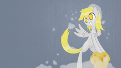 Size: 1920x1080 | Tagged: safe, artist:prozenconns, derpy hooves, pegasus, pony, female, happy, mare, muffin, solo, wallpaper