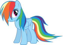 Size: 6000x4247 | Tagged: safe, artist:magister39, derpibooru import, rainbow dash, pegasus, pony, absurd resolution, female, hair over one eye, mare, multicolored hair, shy, simple background, smiling, solo, transparent background, vector